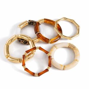 Chic Resin Stretch Bracelets Stacking 6 pcs  Set